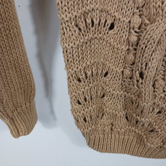 Cervelle Hand Knit Tan Sweater, Size Medium, Long Sleeve, Textured, Artisanal - Picture 10 of 16